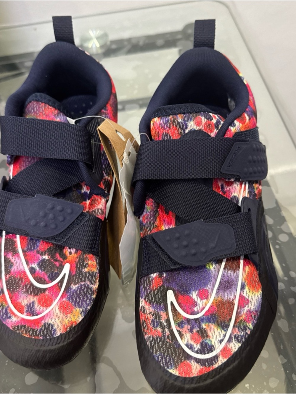 Nike Multicolor Knit Athletic Sneakers with Navy Straps, They are tacos.